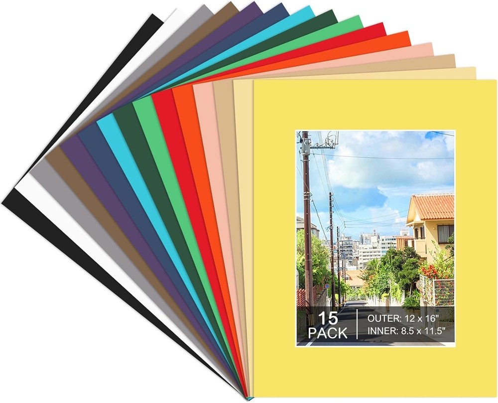Picture Mats 12×16 Mixed Color Frame Mattes 15 Pack