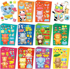 100 Sheets Make a Face Stickers for Kids, 20 Styles Waterproof Animal Stickers