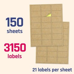 Bulk Pack Kraft Labels Stickers – 3150 Labels – 150 Sheets