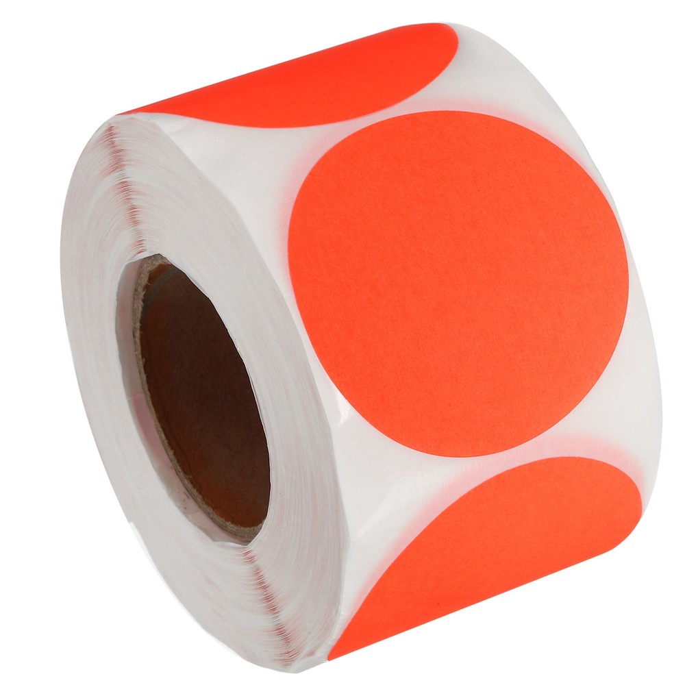 500Pcs 2″ Colored Dot Stickers Adhesive Color Coding Label, Fluorescent Red