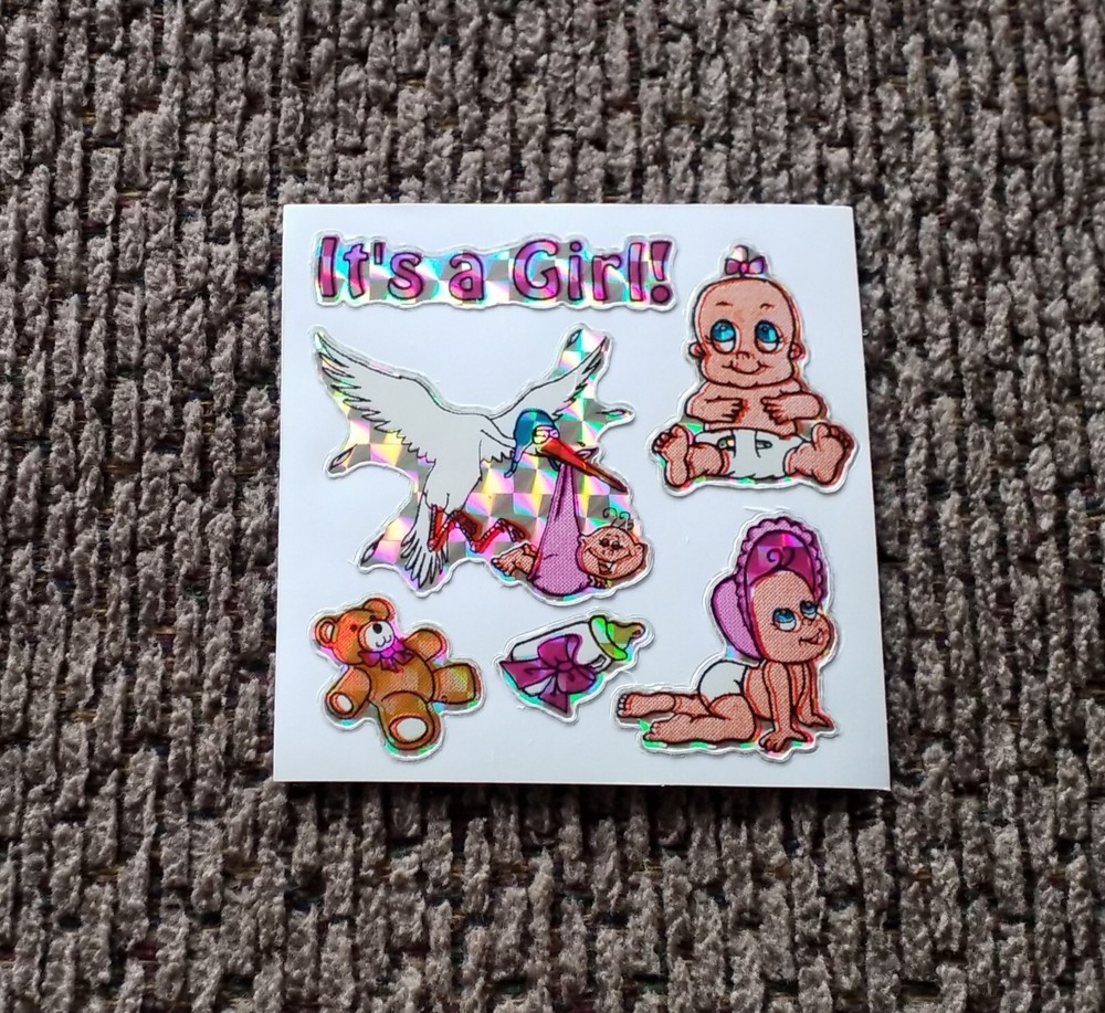 Vintage Stickers – Lg. Square Vending «IT’S A GIRL» Mod – Great Condition!