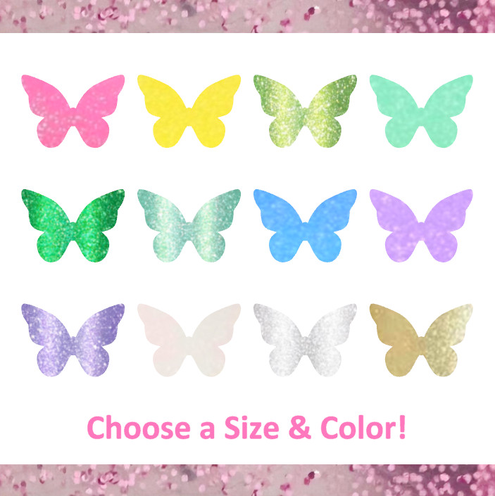 Glitter Fairy Wing Butterfly Stickers! – 0.3 to 3 inch – Choose a Size & Color!