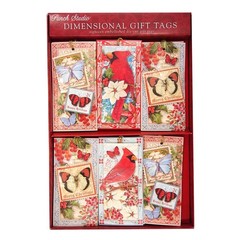 Punch Studio Christmas Gift Tag Set, 18 pcs (Cardinal & Butterfly)