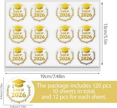 Elegant Gold Graduation Stickers, 120PCS Peel and Stick Labels for Celebrations