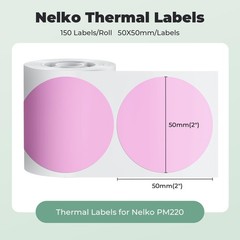 Thermal Labels for Nelko PM220 Label Maker, 2 inch (50mm) Round Thermal Label…