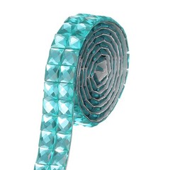 0.79 Inch x 1 Yard Crystal Rhinestone Sticker Ribbon, Lake Blue