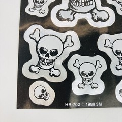Vintage 1980’s 3M Skull & Crossbones Sticker Sheet 1989 Halloween