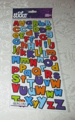 Sticko Multi-Color Upper and Lowercase Alphabet (68 Pieces) Glitter Look Finish