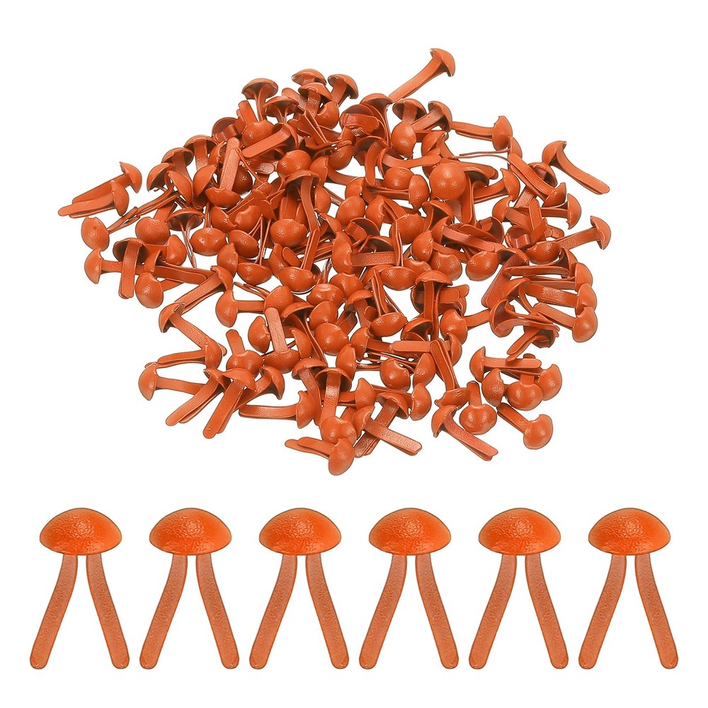 Brads for Paper Crafts, 150 Pcs Orange Metal Round Paper Fasteners, 8 mm