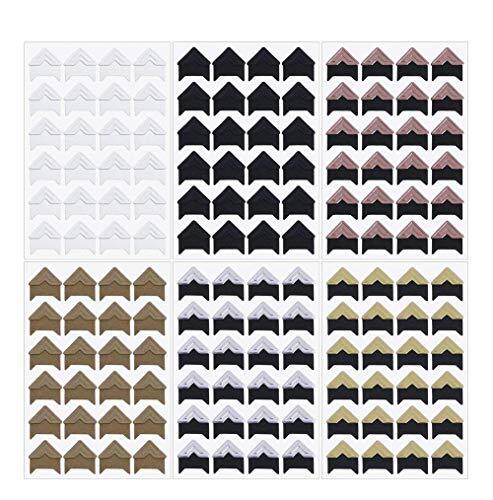 12Sheets 6 Colors Adhesive Corners for Photos Scrapbook Picture Mounting Corners
