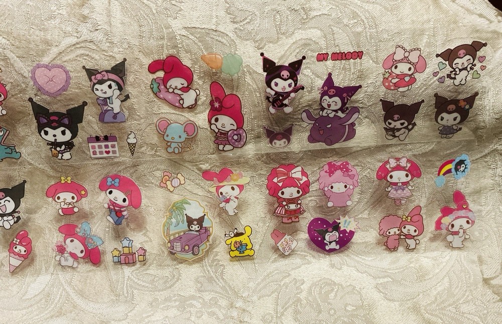 Retro Vintage Kuromi Hello Kitty Melody Stickers Sheet Set (100 Stickers)