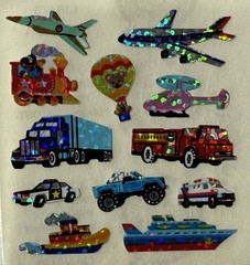 TINY TRANSPORTATION Prismatic Stickers(12pc)Sandylion •Airplane•Ship•Card Making