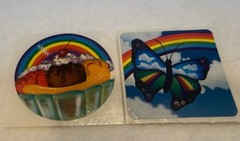 VTG Lisa Frank 80s 2 Stickers Rainbow Cupcake & Rainbow Butterfly