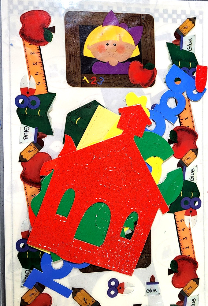 Stamping Station 2000 School Kids Stickers & Glitter Die Cuts Set Vintage