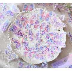 Butterfly Stickers Pack 20 Pcs Laser Glisten Creativity Decorative Collage Hand