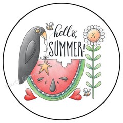 HELLO SUMMER WATERMELON CROW ENVELOPE SEALS LABELS STICKERS PARTY FAVORS