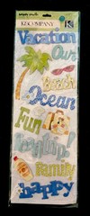 K&Conpany Happy Trails Beach Vacation Ocean Palm Tree Trip Chipboard Words NIP