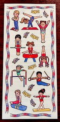 Rare Gymnastics Kids Stickers By “Tie Me To The Moon” Vintage•Large•Super Cute!