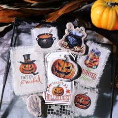 Halloween Rub-on Transfer Stickers 3 Sheets Use for Fabric Paper Wood Chips DIY