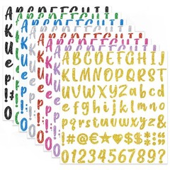 648 Pieces 8 Sheets Letter Stickers Glitter Small Self 1 Inch, Multicolor