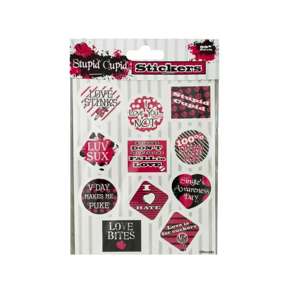 4 Pkgs Stupid Cupid Valentine Stickers~ Love/Hate, Anti-Valentines, Breakup