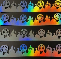 FAIRGROUND, AMUSEMENT PARK BORDER SILHOUETTE DIE CUT/ CUTS, IRIDESCENT OR BLACK