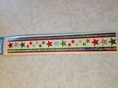 *1 PKG HAMBLY STUDIOS GLITTER BORDERS 14″ LONG STARS STRIPES RED SILVER GREEN