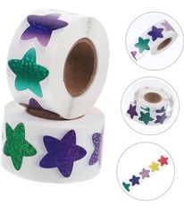 1 Roll 500 pcs Star Sparkly Foil Stickers 1 in / 25 mm Brand New