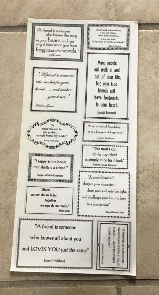 EXTRA LARGE 4 X 12″ FRIENDSHIP QUOTES STICKER SHEET *