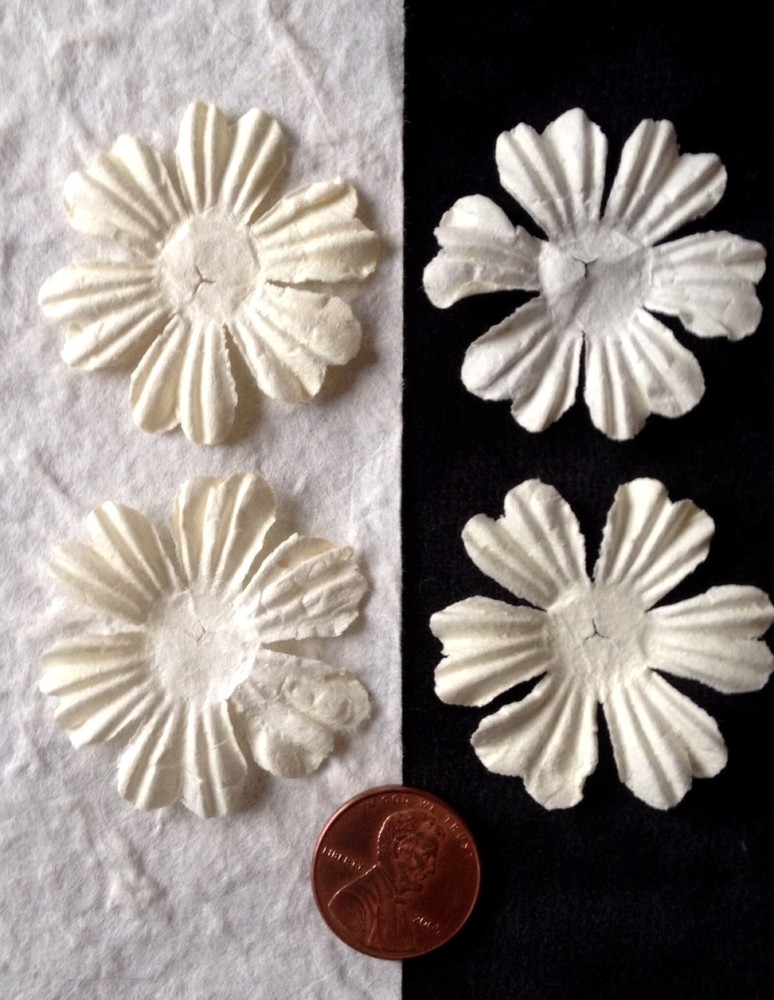 10 Flowers flower Cream petals Off White Handmade Mulberry Paper wedding baptism