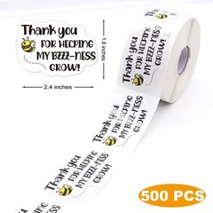 1.5 Inch Bee Thank You Sticker, 500 PCS, White, , Roll, Single Use, Indoor, A…