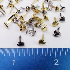 50 Mini Heart Brads Gold Silver Hearts Handmade Cards Junk Journal Embellishment