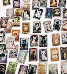 10pc NEW Cat Kitty Tarot Card Stickers Mystical Laptop Bottle Journal Decals