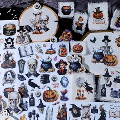 Halloween Rub-on Transfer Stickers 3 Sheets Use for Fabric Paper Wood Chips DIY