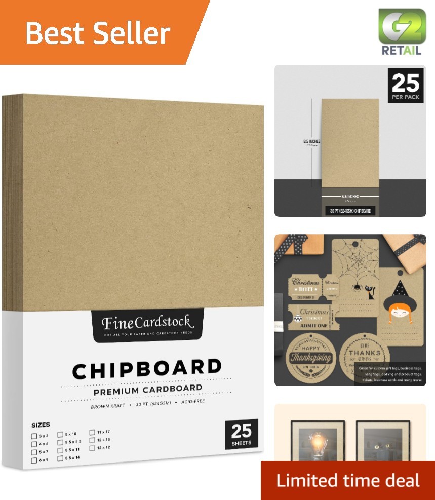 Durable Brown Kraft Chipboard – 25 Sheets of 30 Point for Scrapbooking and More