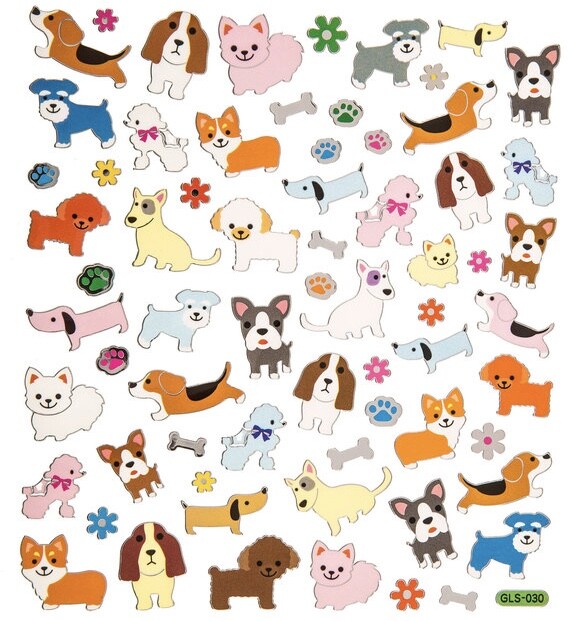 Puppy Dog Silver Foil Stickers Pets Animals Stickers Planner Papercraft Party