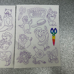 VTG Lisa Frank Stickers Coloring Sheet Color Your Own Beauty Shop Western Cowboy