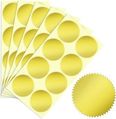 200Pcs Gold Foil Seal Stickers – 2″ Diameter for Sealing Awards Embossing