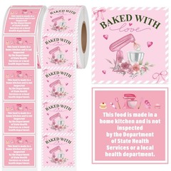 Pink Cottage Food Labels 1000 Pack Baked Goods Stickers For DIY Packaging Crafts