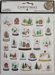 Christmas Snowglobes Stickers – 25 PC- Christmas Paper Crafts – G7