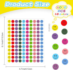 6000 PCS Smiling Face Stickers, Small Happy Face Stickers, 10 Colors Happy