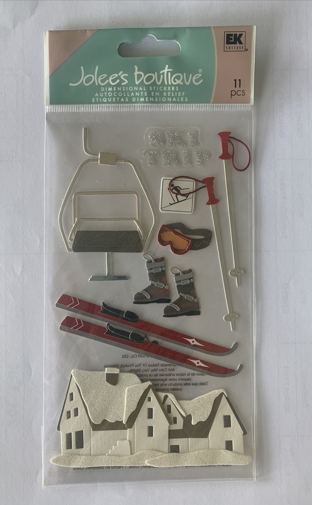 RARE Jolees 3D Dimensional Stickers SKI TRIP Lodge, Lift, Fireplace SPJBLG201