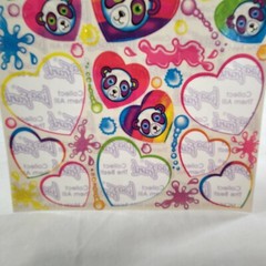 Lot of 2 Partially Used Lisa Frank Rainbow Teddy Panda Bear Stickers Vtg 1989