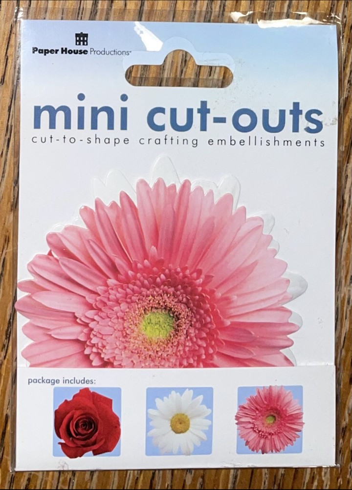 Paper House Mini Cut-Outs Floral Cut-to-Shape Rose Daisy Flowers Scrapbook Embel