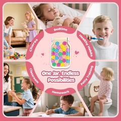 Magnetic Reward Jar for Kids, Smiley Token Behavior Chart, 8″ Star Jar