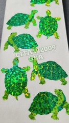 HAMBLY STUDIOS STICKERS PRISMATIC /GLITTER *GREEN TURTLES * RARE VINTAGE