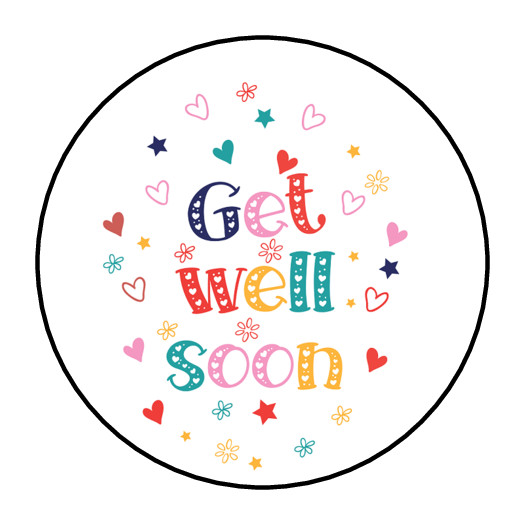 30 GET WELL SOON STICKERS ENVELOPE SEALS LABELS 1.5″ ROUND