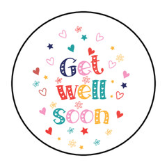 30 GET WELL SOON STICKERS ENVELOPE SEALS LABELS 1.5″ ROUND