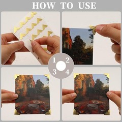 240 Pieces Photo Corners for Scrapbooking, Gold Photo Corner Stickers, Self-Adhe