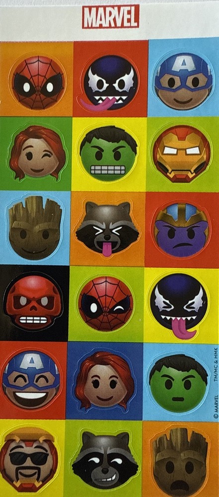 MARVEL CHARACTER Stickers(18pc)Hallmark …Spider-Man…I Am Groot…Ironman…Venom…